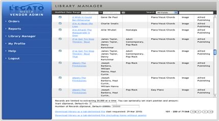 Screenshot of Library Manager Page